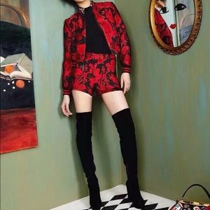 Alice+Olivia Lonnie jacquard bomber jacket+shorts